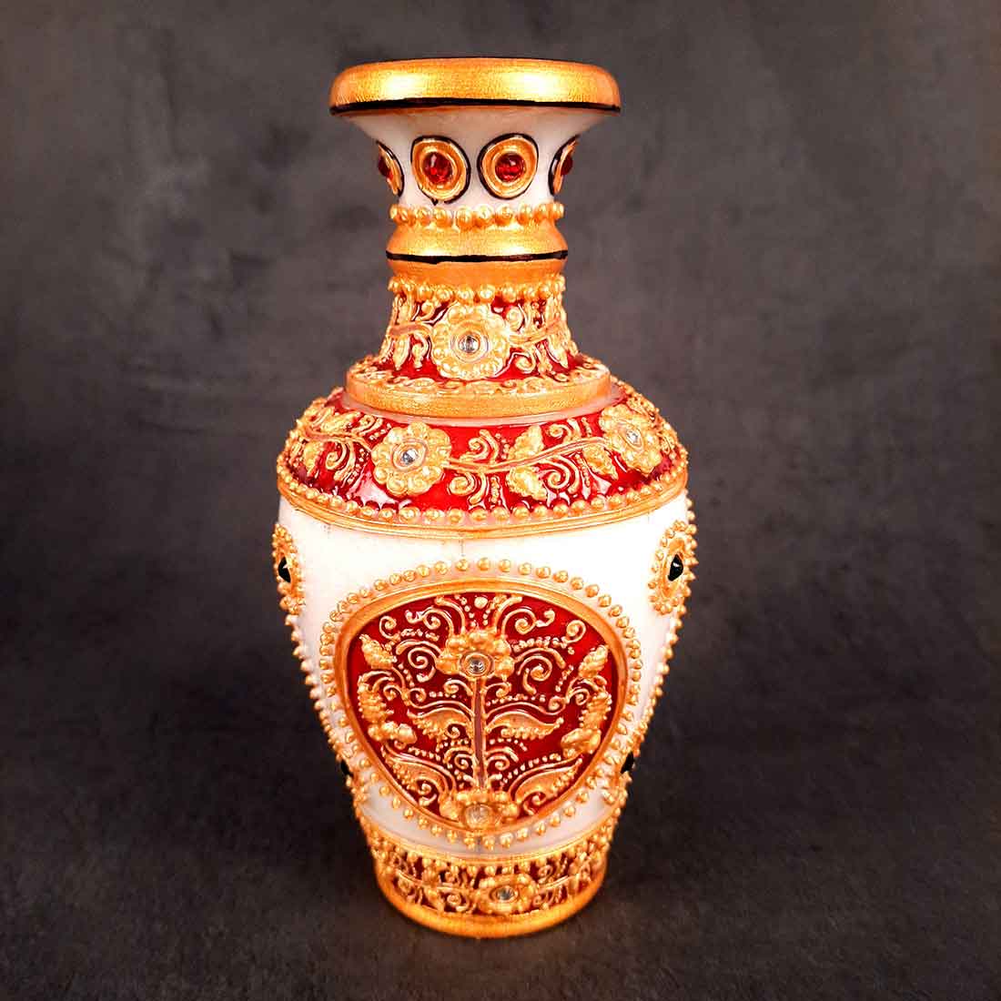 Marble Flower Vase | Decorative Flower Pot - For Living Room & Home Decor - 6 Inch - ApkaMart