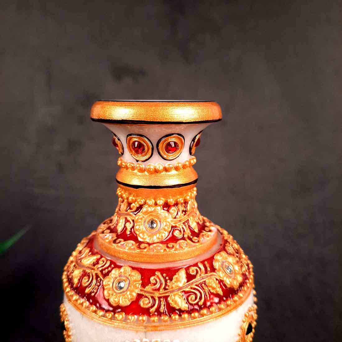 Marble Flower Vase | Decorative Flower Pot - For Living Room & Home Decor - 6 Inch - ApkaMart