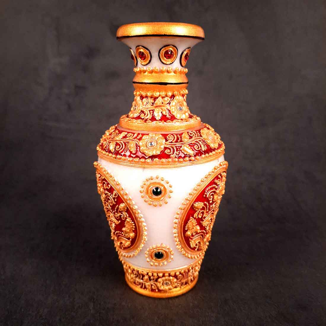 Marble Flower Vase | Decorative Flower Pot - For Living Room & Home Decor - 6 Inch - ApkaMart