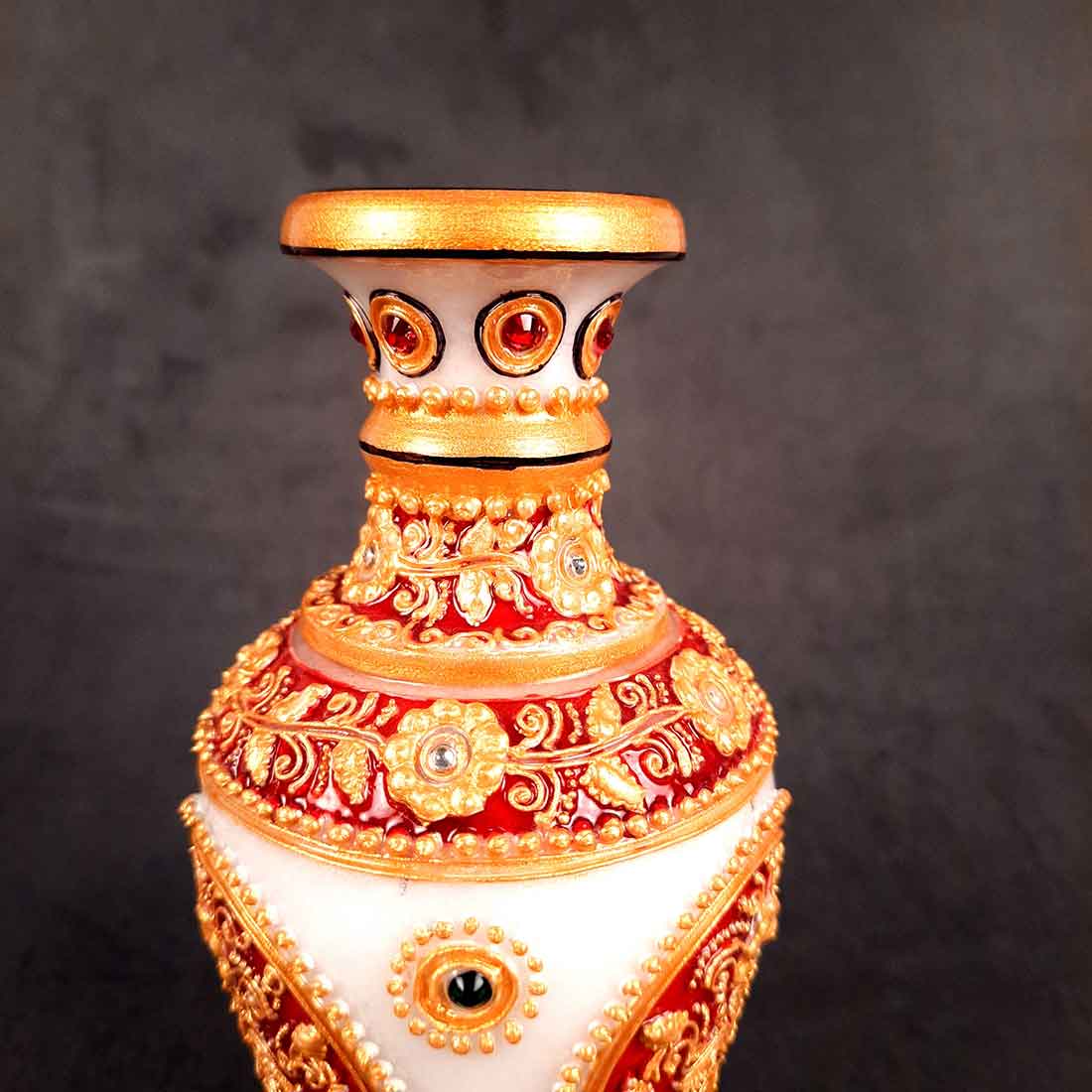 Marble Flower Vase | Decorative Flower Pot - For Living Room & Home Decor - 6 Inch - ApkaMart