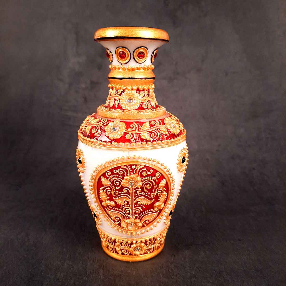 Marble Flower Vase | Decorative Flower Pot - For Living Room & Home Decor - 6 Inch - ApkaMart