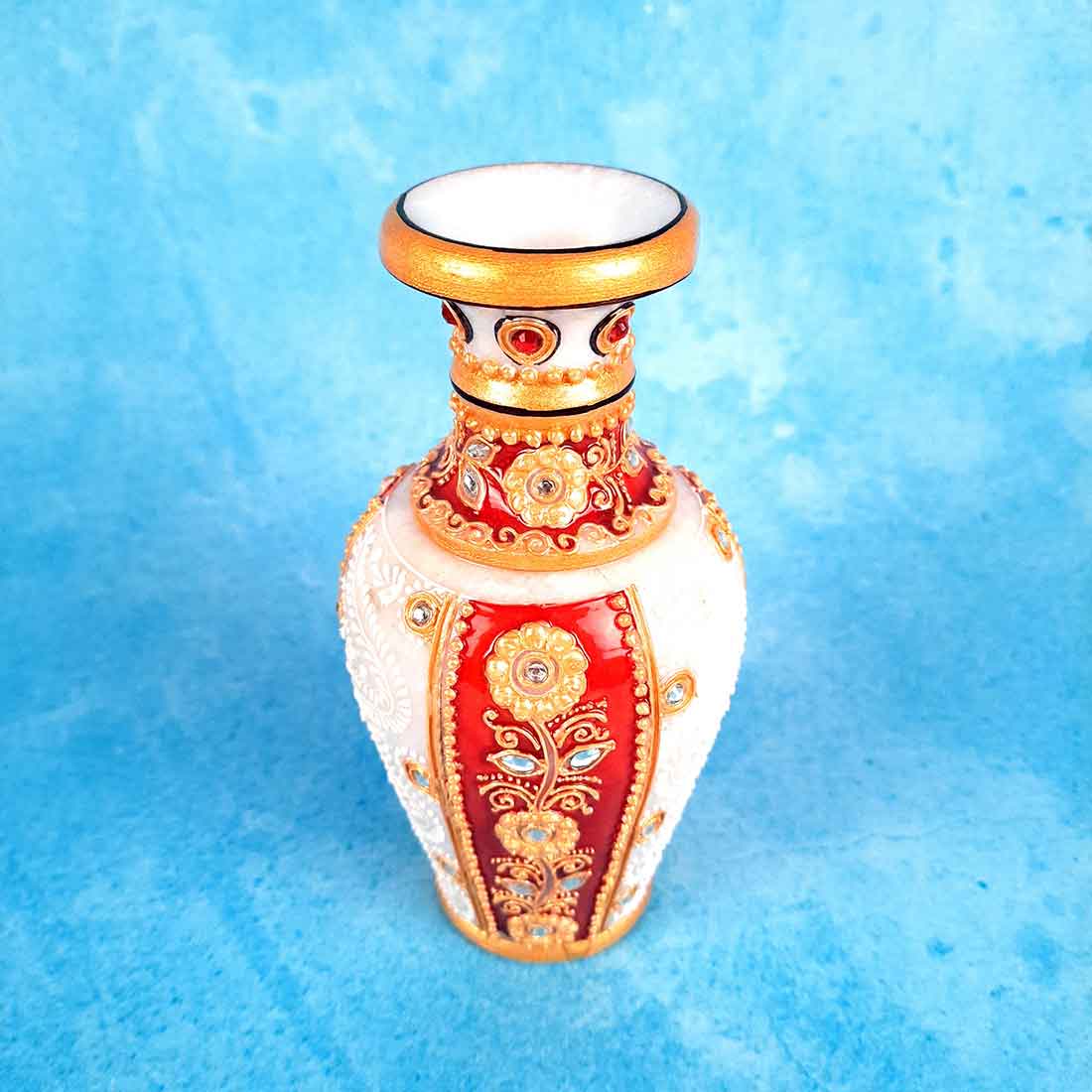 Marble Flower Vase | Decorative Flower Pot - For Living Room & Home Decor - 6 Inch - ApkaMart