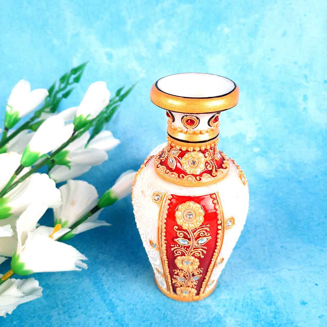Marble Flower Vase | Decorative Flower Pot - For Living Room & Home Decor - 6 Inch - ApkaMart