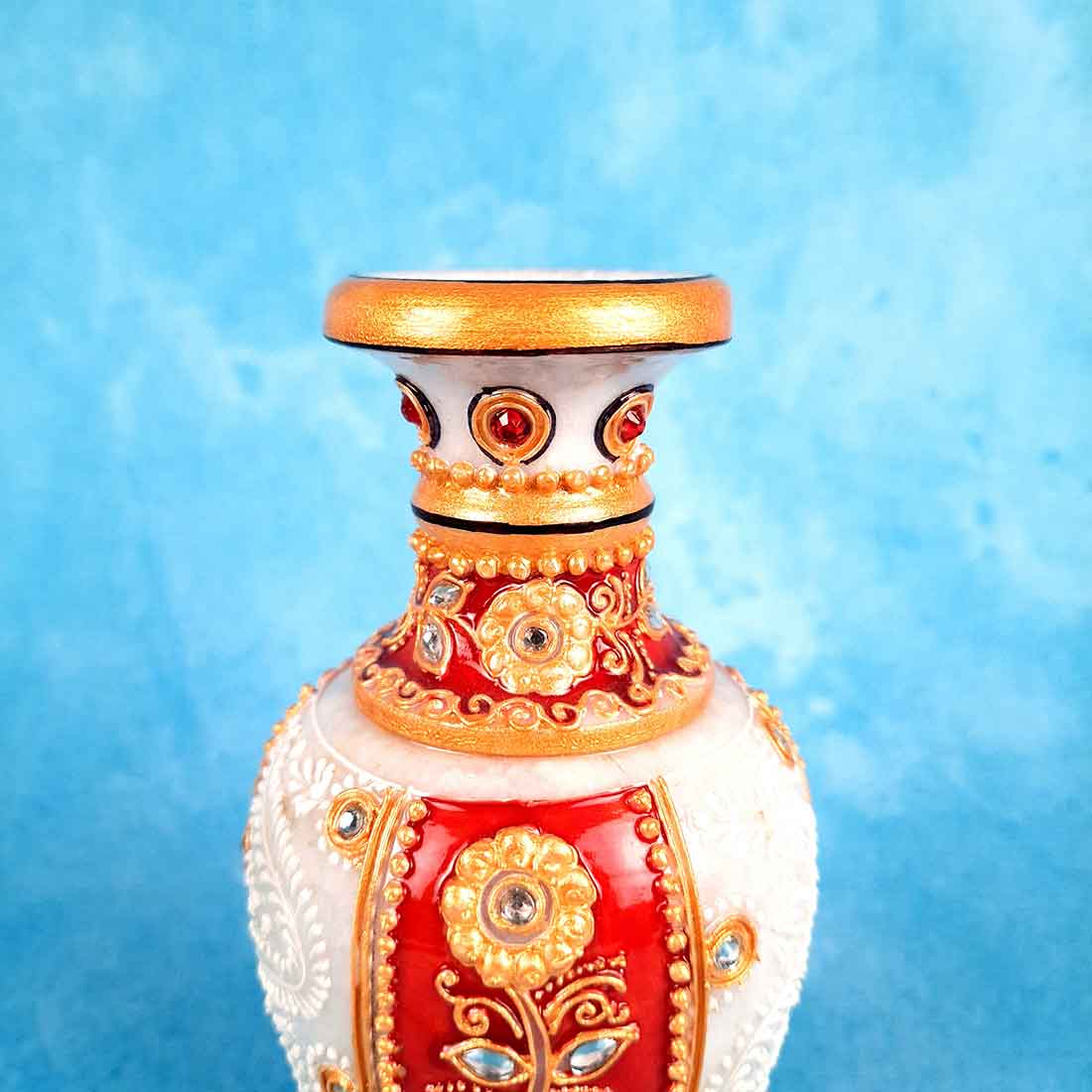 Marble Flower Vase | Decorative Flower Pot - For Living Room & Home Decor - 6 Inch - ApkaMart