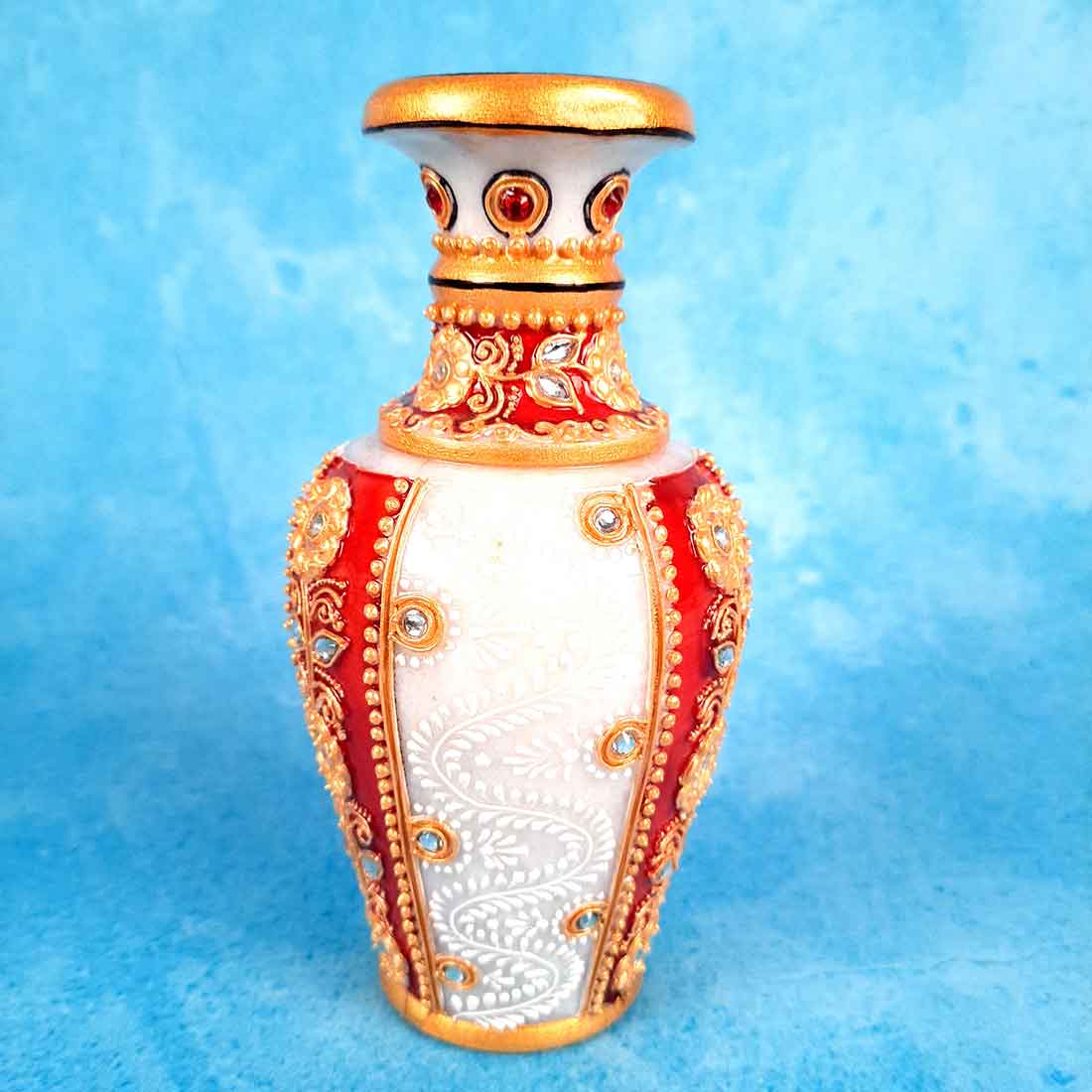 Marble Flower Vase | Decorative Flower Pot - For Living Room & Home Decor - 6 Inch - ApkaMart