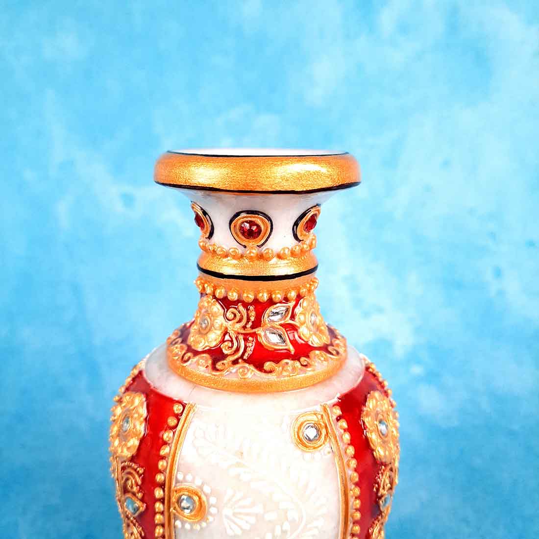 Marble Flower Vase | Decorative Flower Pot - For Living Room & Home Decor - 6 Inch - ApkaMart