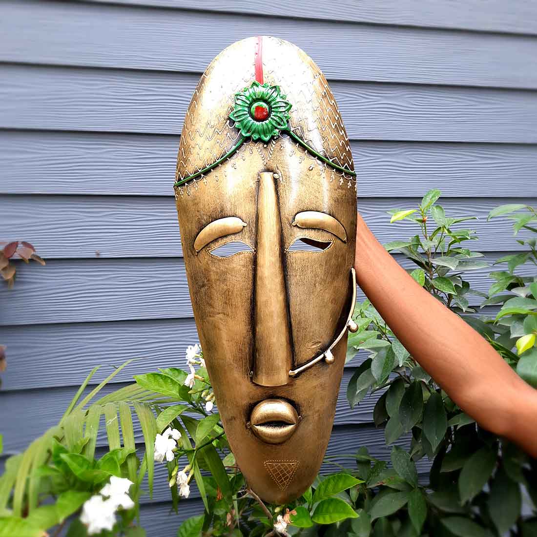 Tribal King Queen Mask Wall Hanging  - for Home | Office | Cafés Interior Décor - 21 Inch - ApkaMart