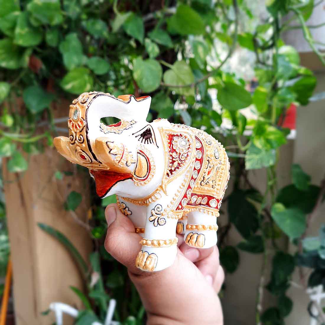 Elephant Showpiece Marbel - For Center Table & Home Decoration - 5 Inch -Set of 2 - ApkaMart