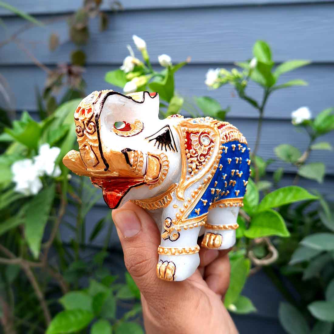 Marble Elephant Showpiece  - For Home, Living Room & Table Decor - 4 Inch - Set of 2 - ApkaMart