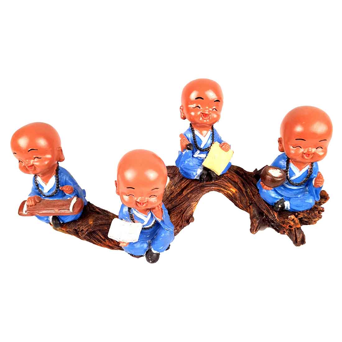 Baby Monk Showpiece | Feng Shui Showpiece - Sitting on a Branch Figurine - 11 Inch - ApkaMart