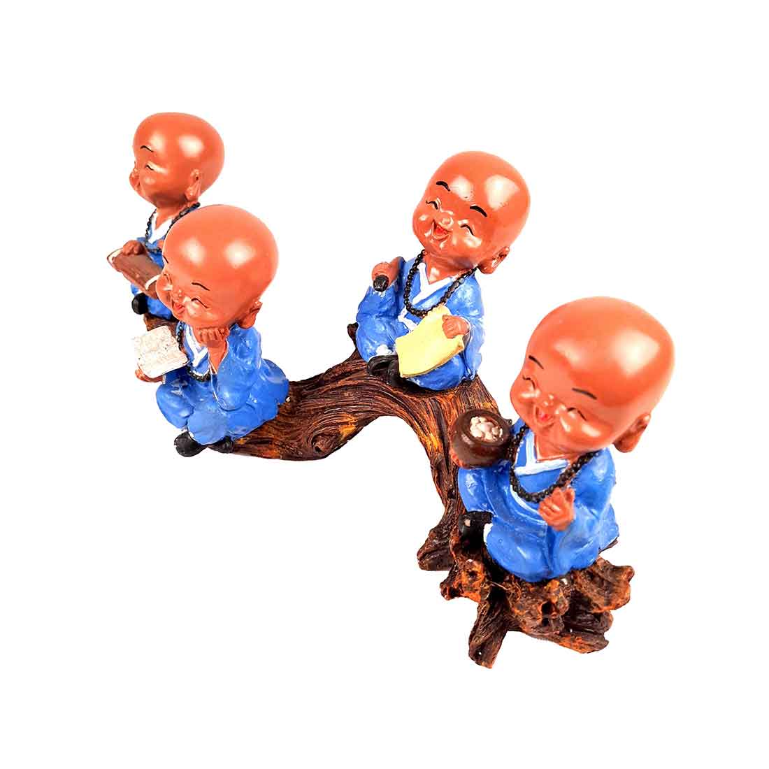 Baby Monk Showpiece | Feng Shui Showpiece - Sitting on a Branch Figurine - 11 Inch - ApkaMart