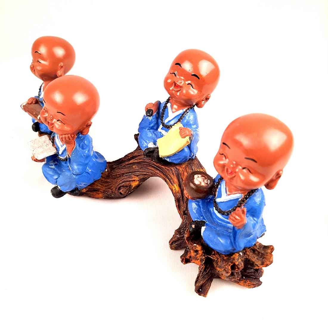 Baby Monk Showpiece | Feng Shui Showpiece - Sitting on a Branch Figurine - 11 Inch - ApkaMart