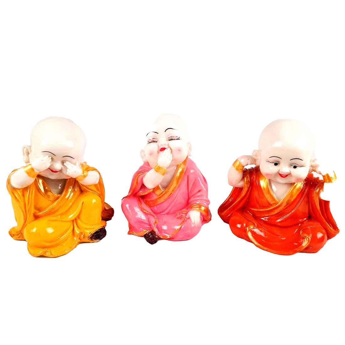 Baby Monk Showpiece - for Home  & Garden Decor - Set of 3 - ApkaMart
