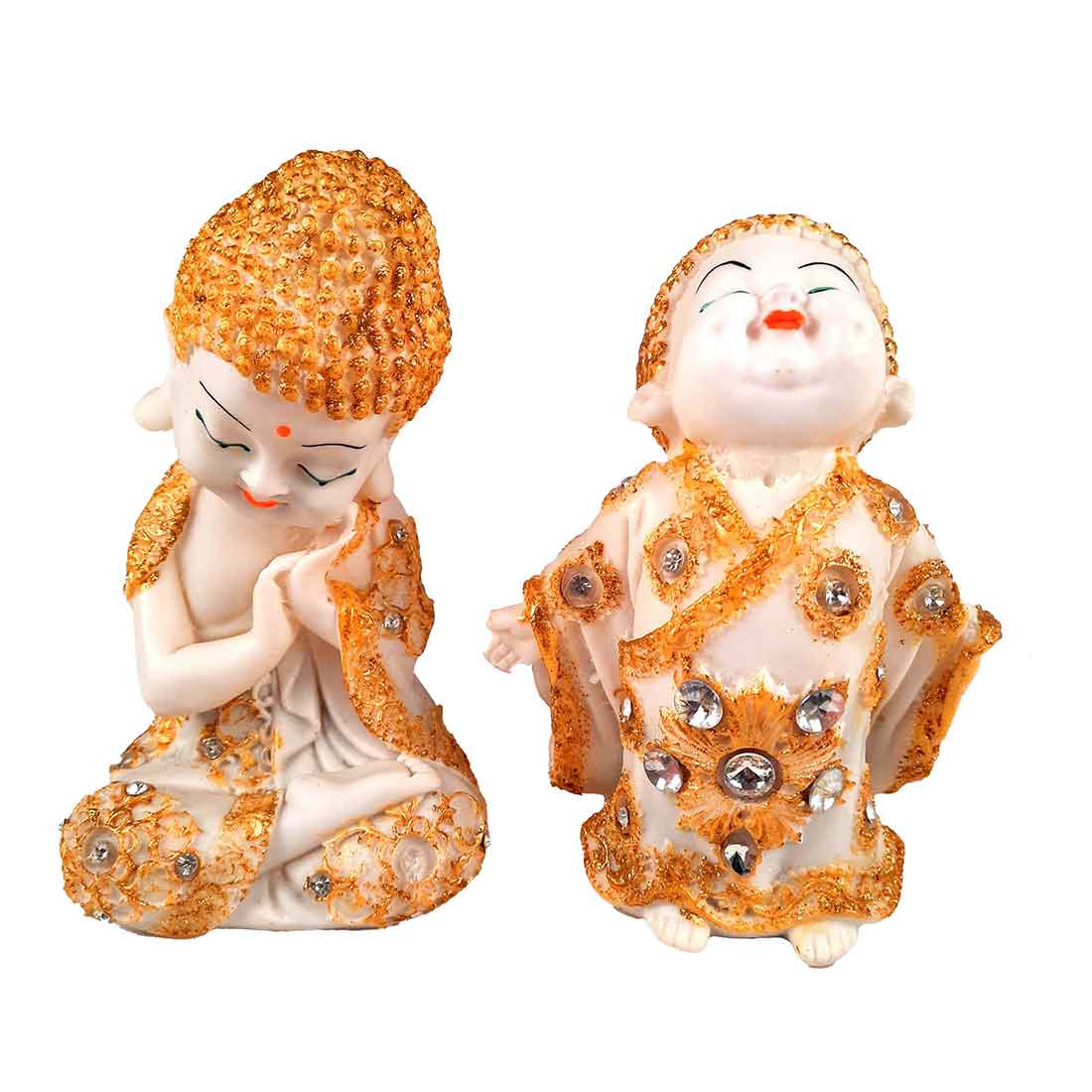 Baby Monk Showpiece  - for Home  & Garden Decor - 7 Inch - Set of 2 - ApkaMart