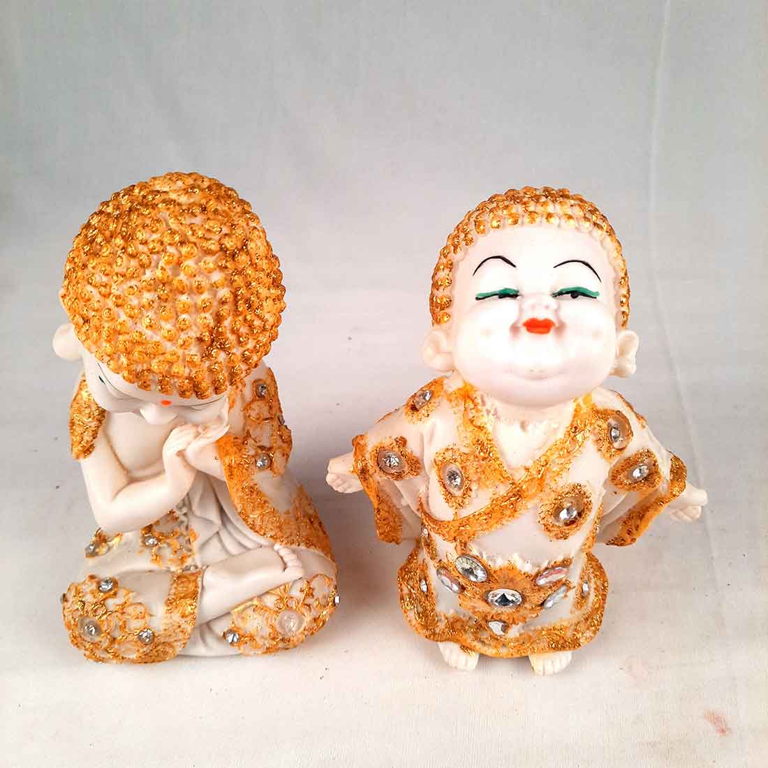 Baby Monk Showpiece - for Home & Garden Decor - 7 Inch - Set of 2 - ApkaMart