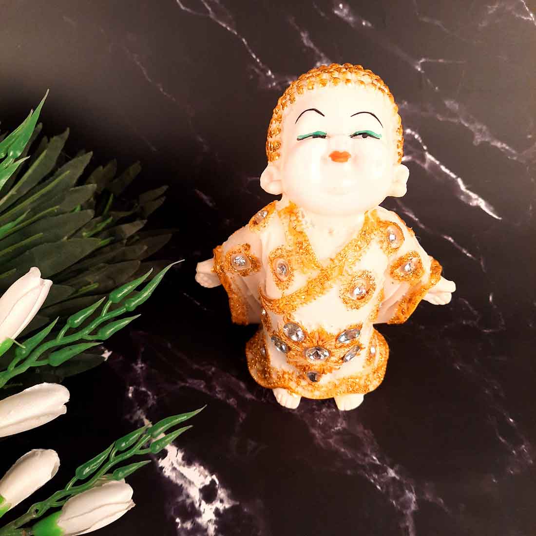 Baby Monk Showpiece - for Home & Garden Decor - 7 Inch - Set of 2 - ApkaMart