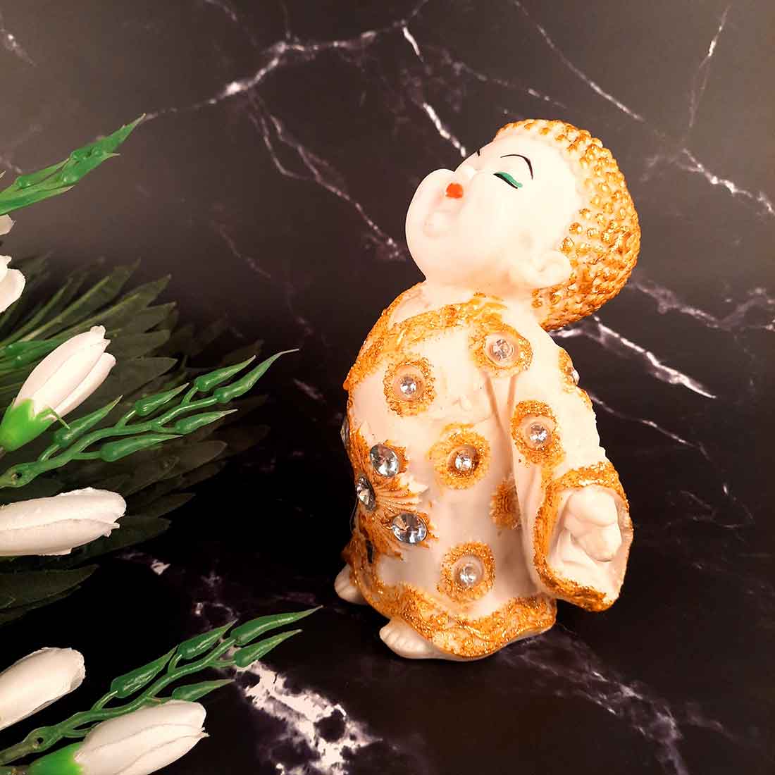 Baby Monk Showpiece - for Home & Garden Decor - 7 Inch - Set of 2 - ApkaMart