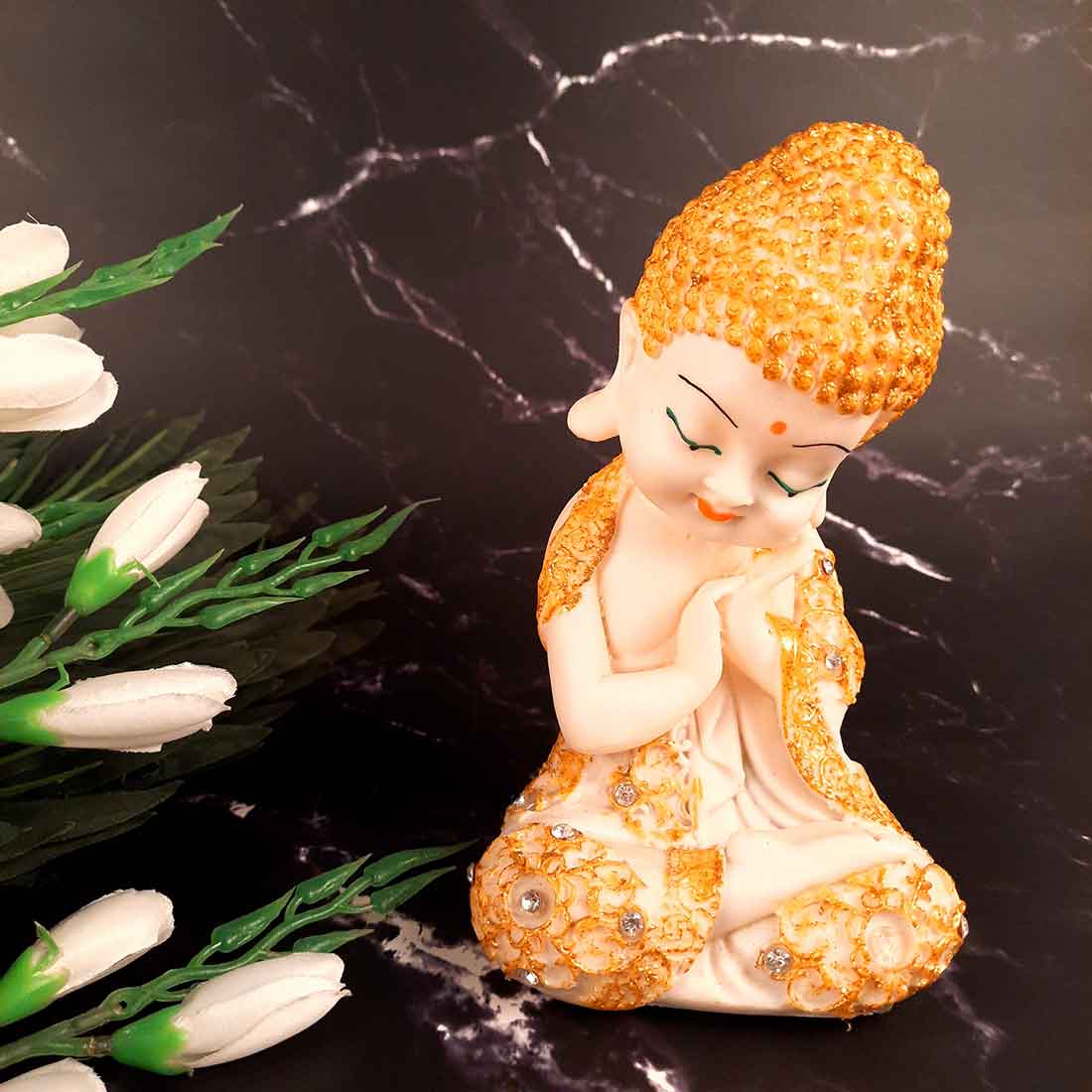 Baby Monk Showpiece - for Home & Garden Decor - 7 Inch - Set of 2 - ApkaMart