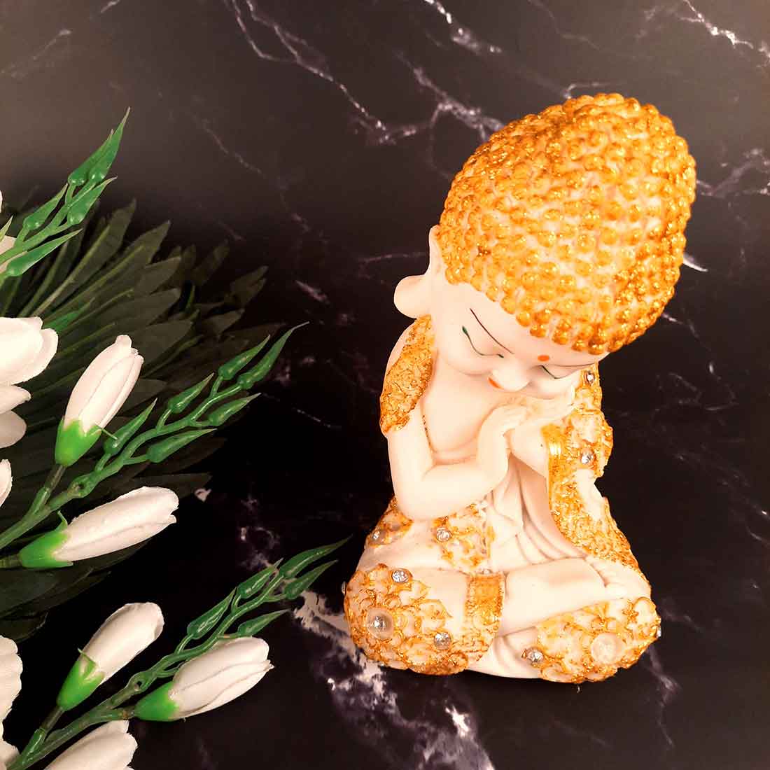 Baby Monk Showpiece - for Home & Garden Decor - 7 Inch - Set of 2 - ApkaMart