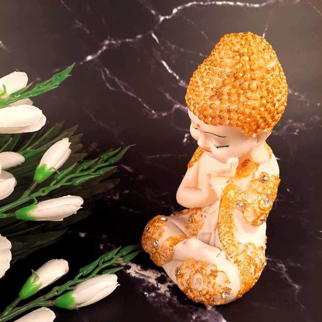 Baby Monk Showpiece - for Home & Garden Decor - 7 Inch - Set of 2 - ApkaMart