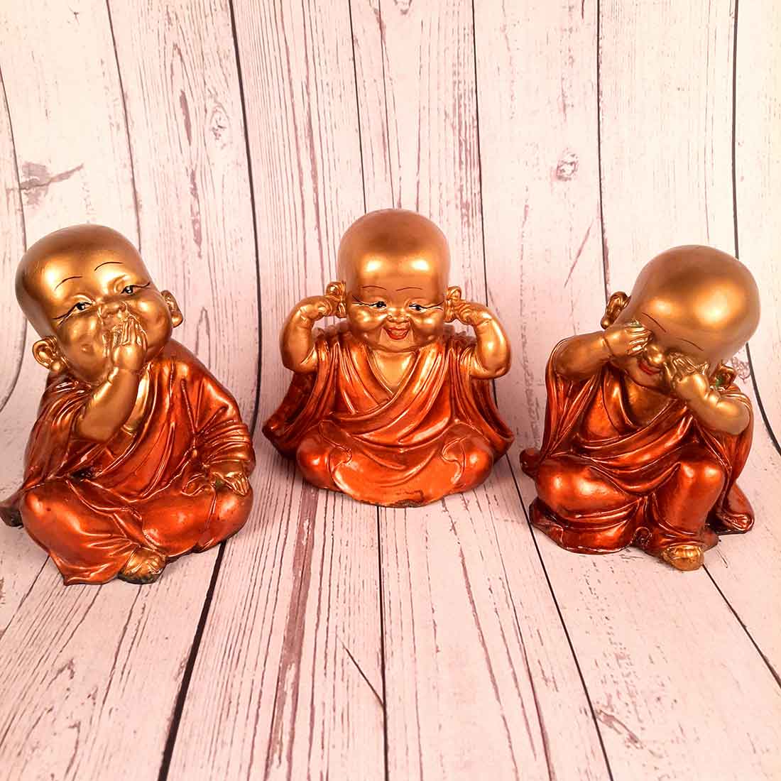 Baby Monk Showpiece - for Home & Garden Decor - Set of 3 - ApkaMart