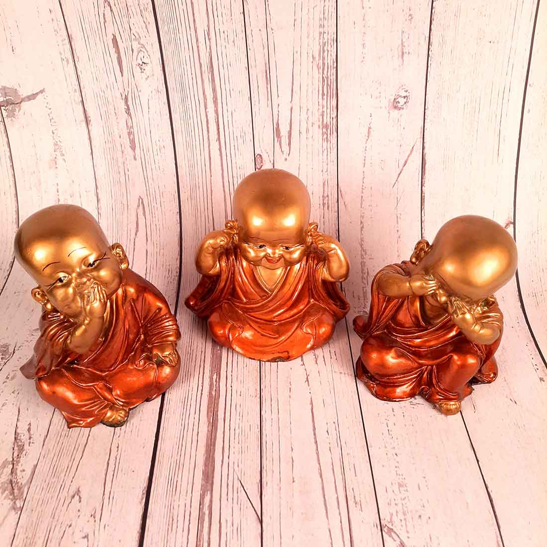 Baby Monk Showpiece - for Home & Garden Decor - Set of 3 - ApkaMart