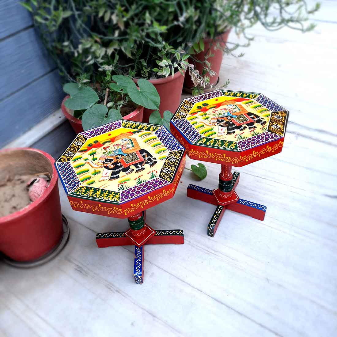 End Tables for Living Room | Wood Table - 15 Inch - Set of 2 - ApkaMart