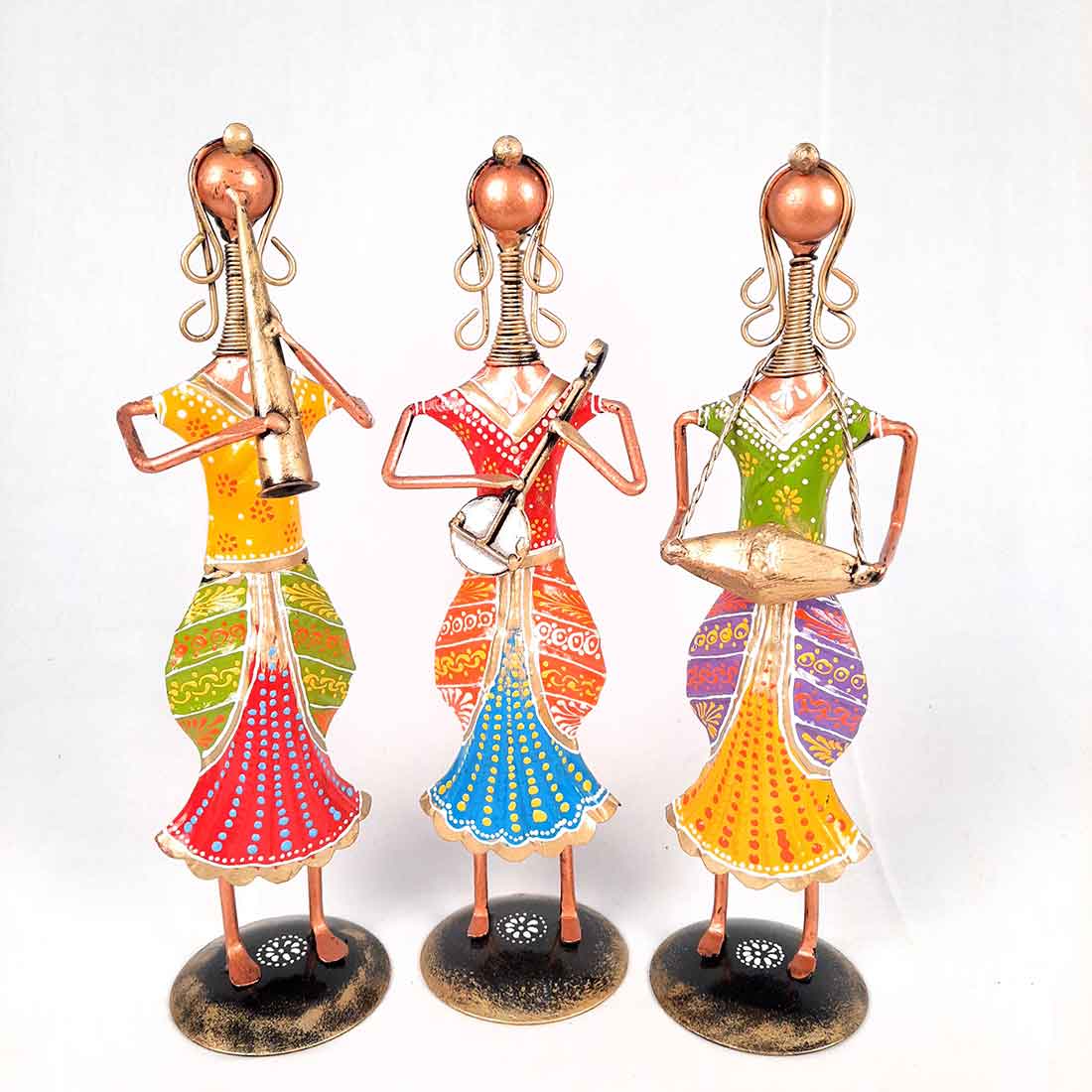 Musician Showpiece - Metal Figurines - For Table Decor & Living Room - 11 Inch - Set of 3 - ApkaMart