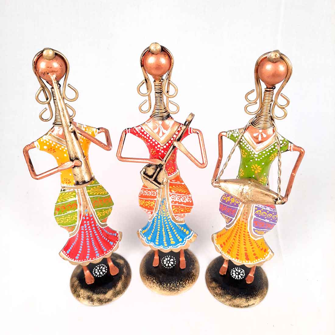 Musician Showpiece - Metal Figurines - For Table Decor & Living Room - 11 Inch - Set of 3 - ApkaMart