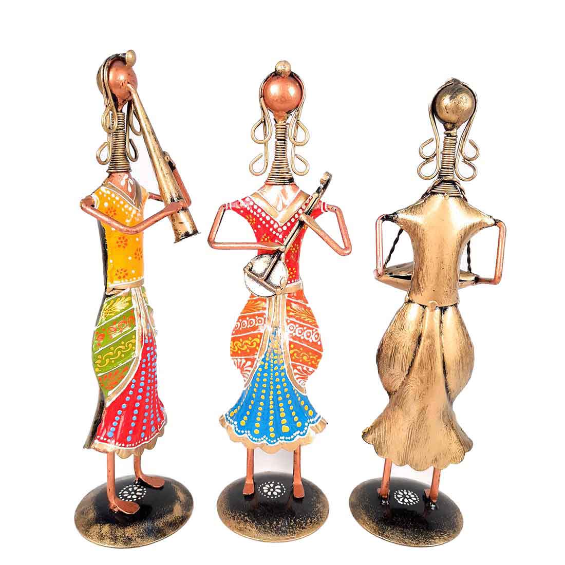 Musician Showpiece - Metal Figurines - For Table Decor & Living Room - 11 Inch - Set of 3 - ApkaMart
