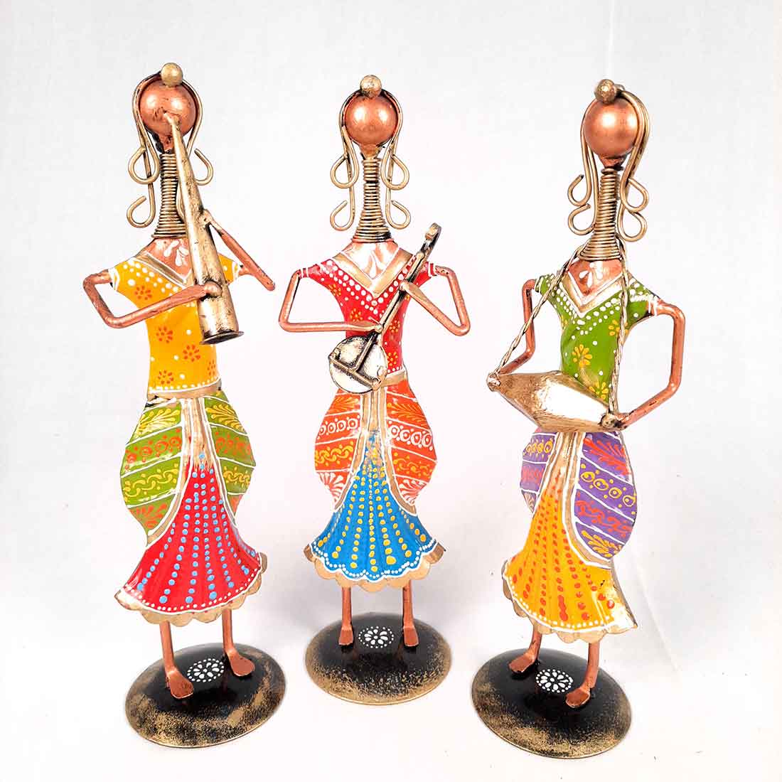 Musician Showpiece - Metal Figurines - For Table Decor & Living Room - 11 Inch - Set of 3 - ApkaMart