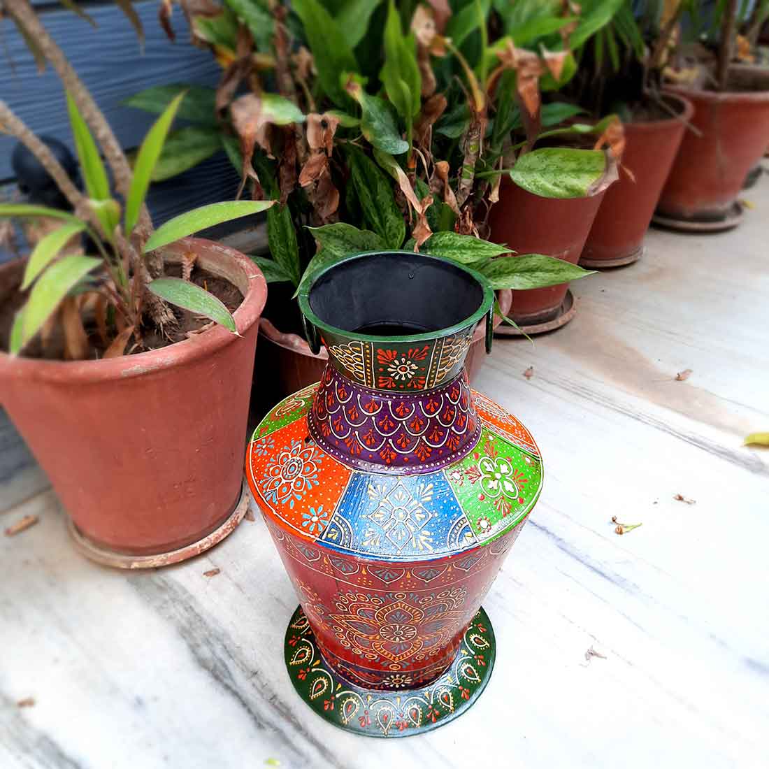 Metal Vase | Flower Vase For Living Room - 15 Inch - ApkaMart