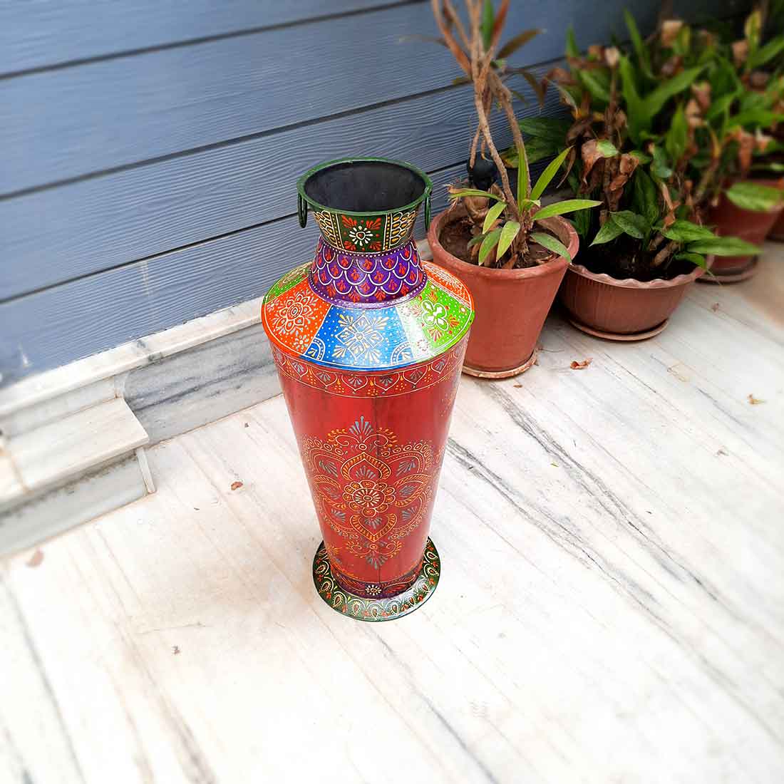 Standing Flower Pot | Big Corner Vase - For Living Room & Entrance Decor - 27 Inch - ApkaMart