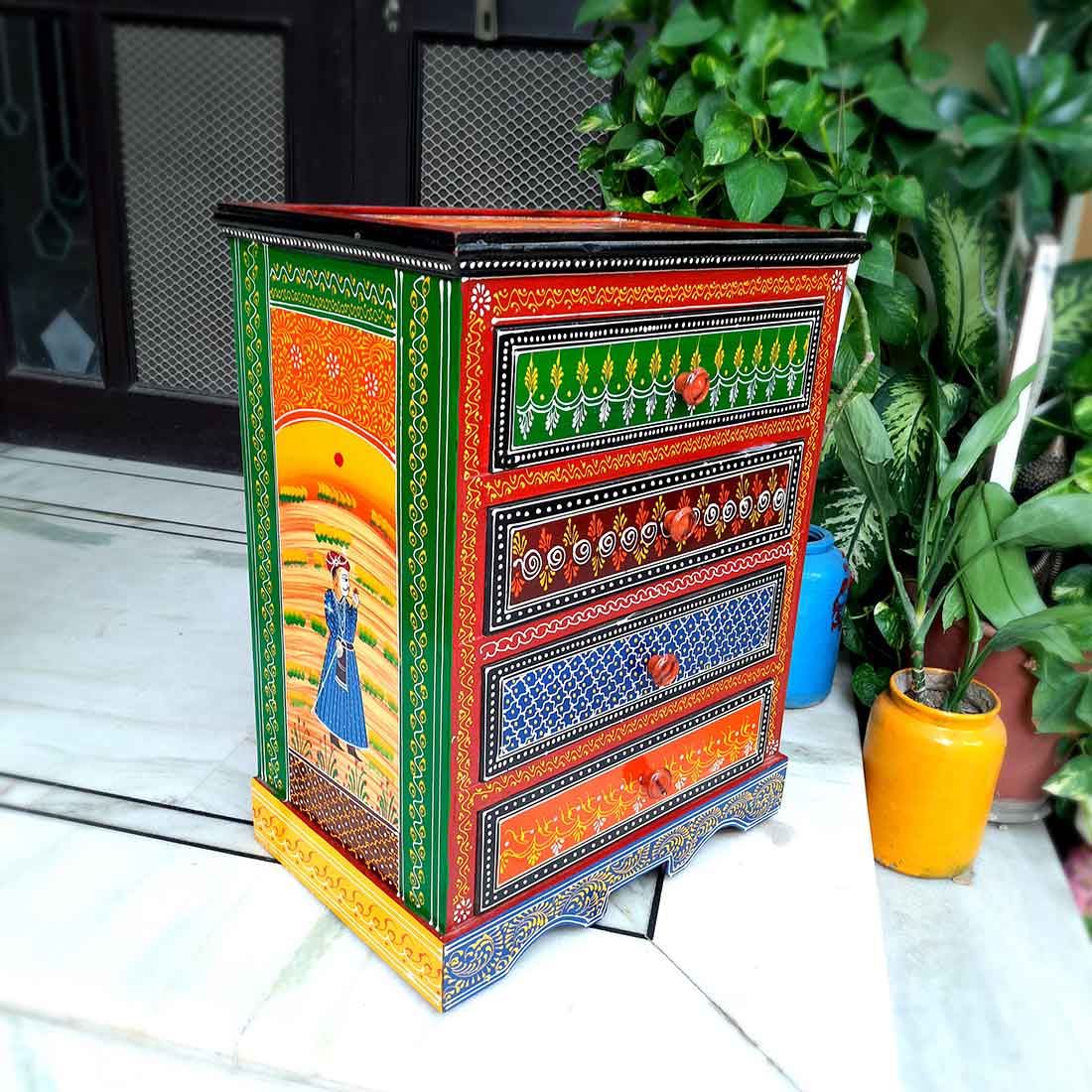 Bedside Table with Drawer | Side Table for Bedroom with Storage 4 Drawer - 24 Inch - ApkaMart