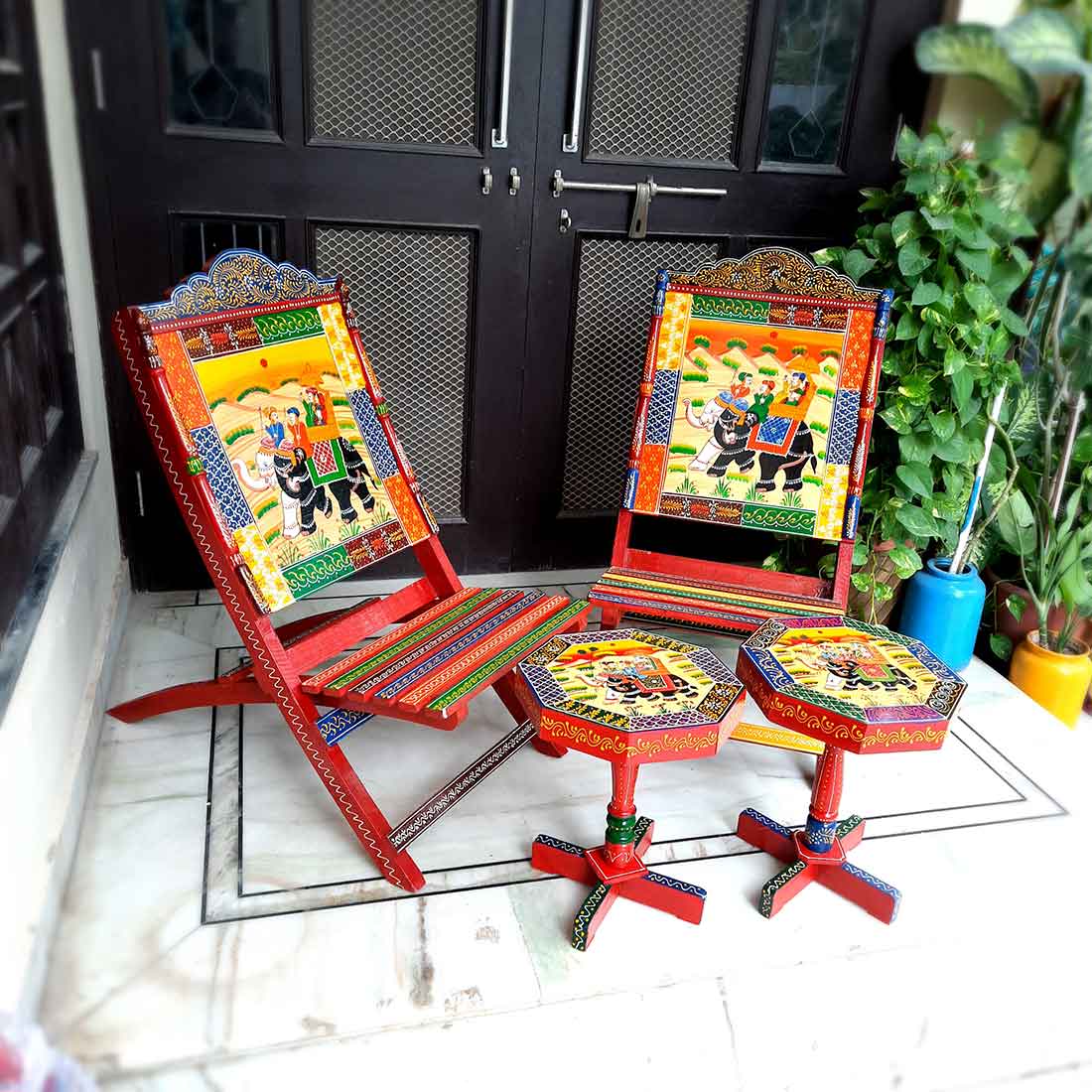 Chair & Side Table Set - For Living Room & Outdoor Decor - Set of 4- Apkamart #Style_Style 1