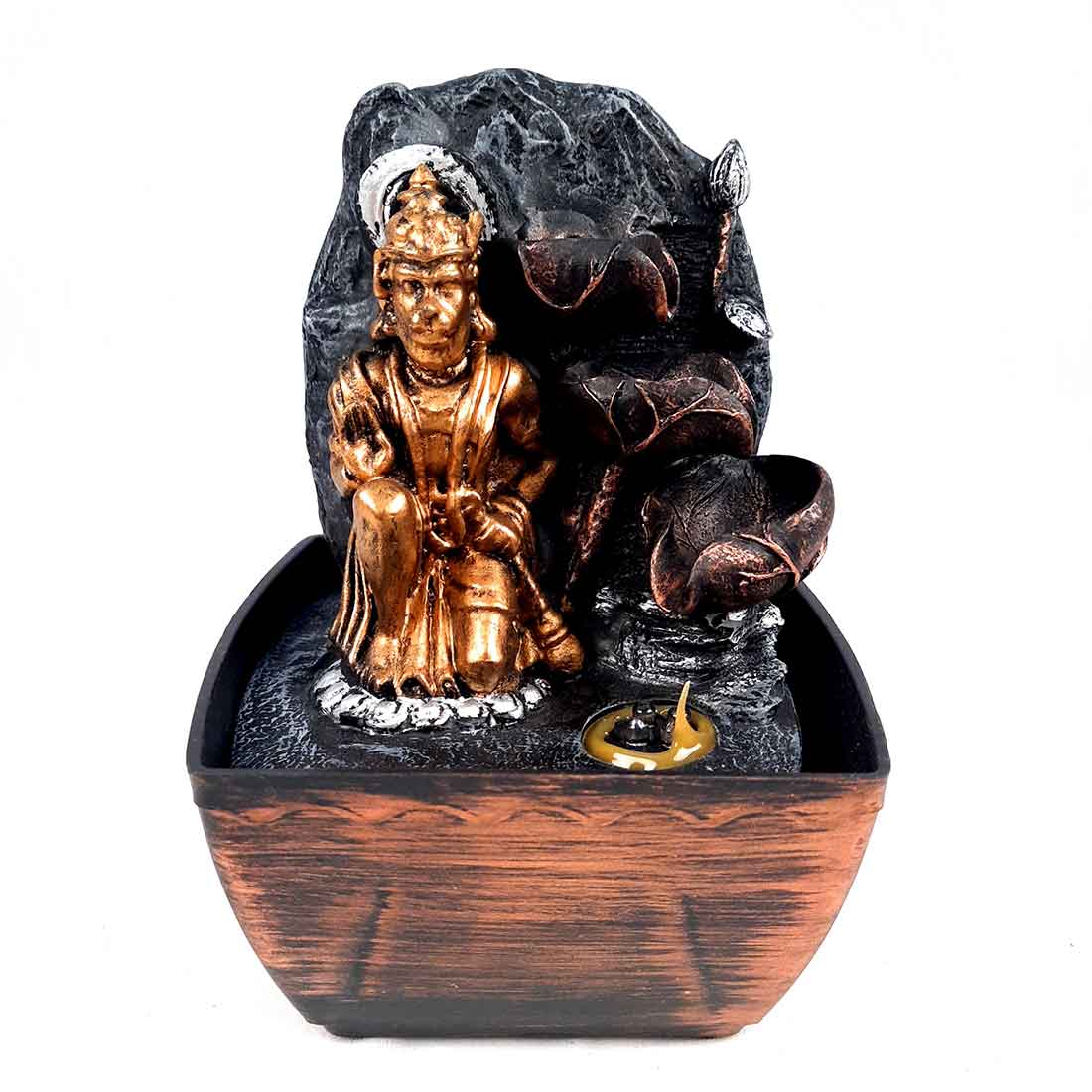 Lord Hanuman LED Water Fountain Showpiece - For Table Decor & Living Room - 8 inch - ApkaMart
