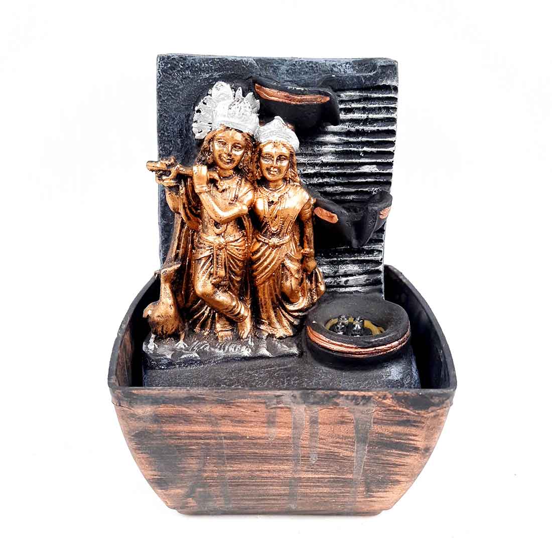 Indoor Water Fountain - Radha Krishna Water Fountain - for Table Top & Office Decor - 7 Inch - ApkaMart