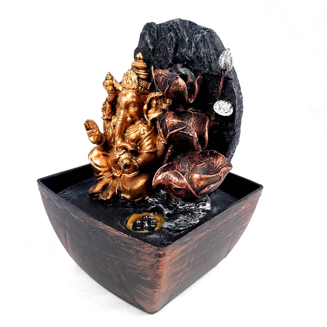Water Fountains with LED Lights - Ganesh Design | Indoor Table Top Waterfall Fountain |  Water fall For Vastu - For Tabletop, Living Room, Garden, Office, Home Decoration & Gifts - 8 inch - Apkamart #Style_Design 2