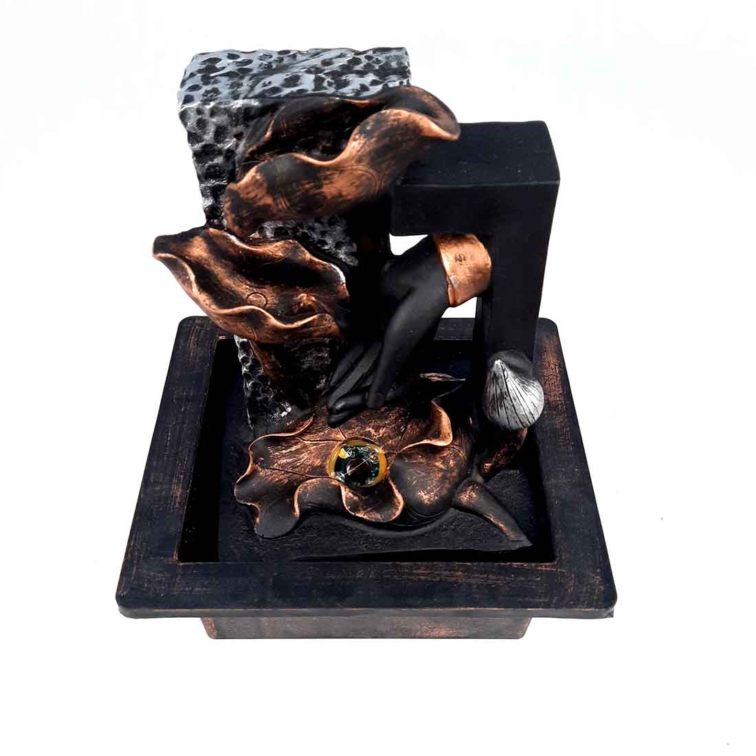 Table Water Fountain | Indoor Fountain with LED Lights - for Table & Office Decor - 10 Inch - ApkaMart