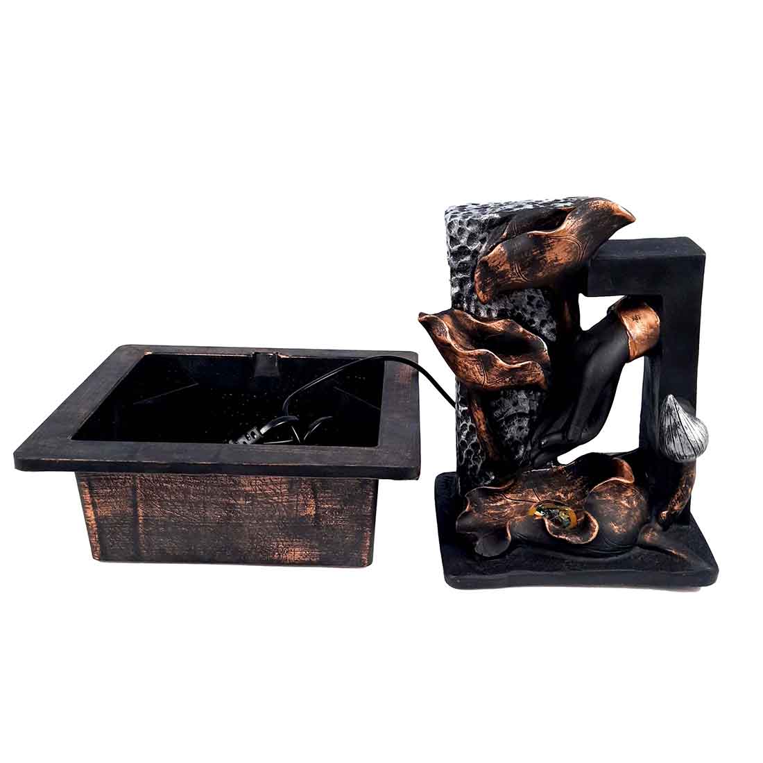 Table Water Fountain | Indoor Fountain with LED Lights - for Table & Office Decor - 10 Inch - ApkaMart