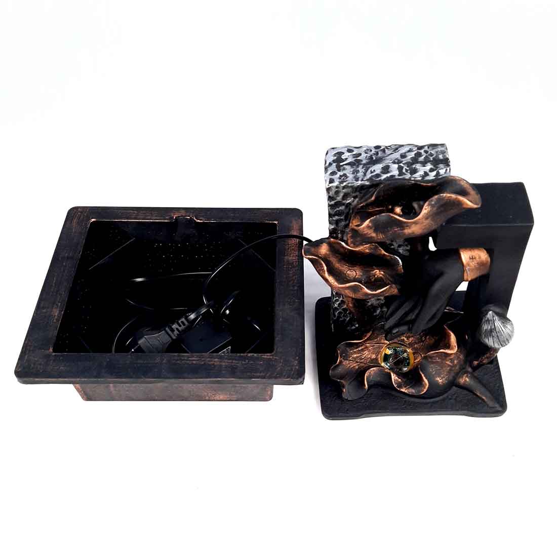 Table Water Fountain | Indoor Fountain with LED Lights - for Table & Office Decor - 10 Inch - ApkaMart