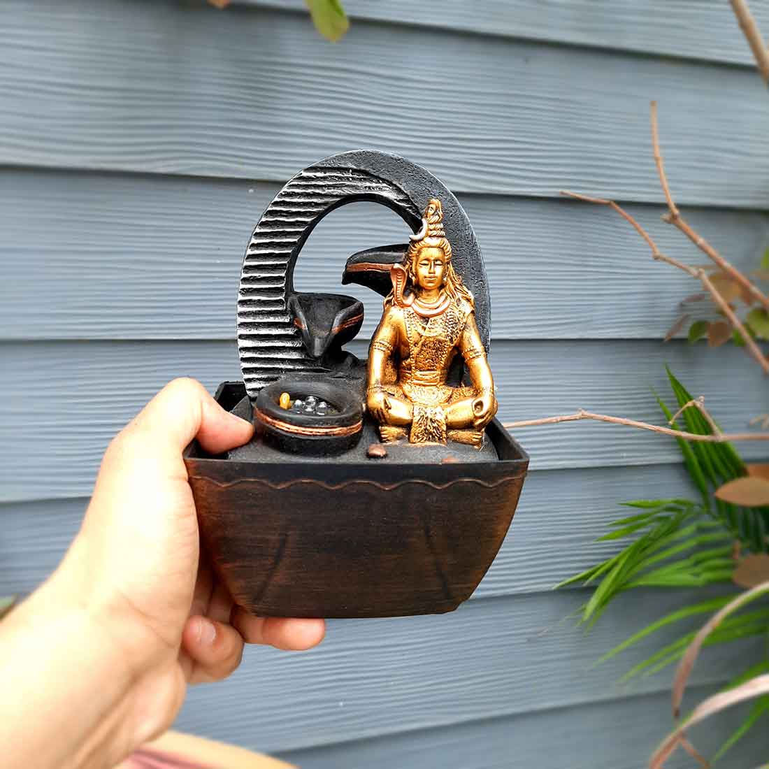 Lord Shiva LED Water Fountain Showpiece - For Table Decor & Living Room - 14 inch - Apkamart #Style_Design 2