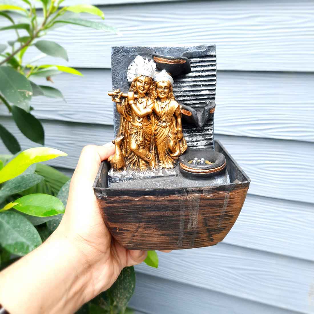 Indoor Water Fountain - Radha Krishna Water Fountain - for Table Top & Office Decor - 7 Inch - ApkaMart