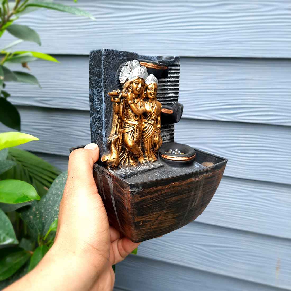 Indoor Water Fountain - Radha Krishna Water Fountain - for Table Top & Office Decor - 7 Inch - ApkaMart