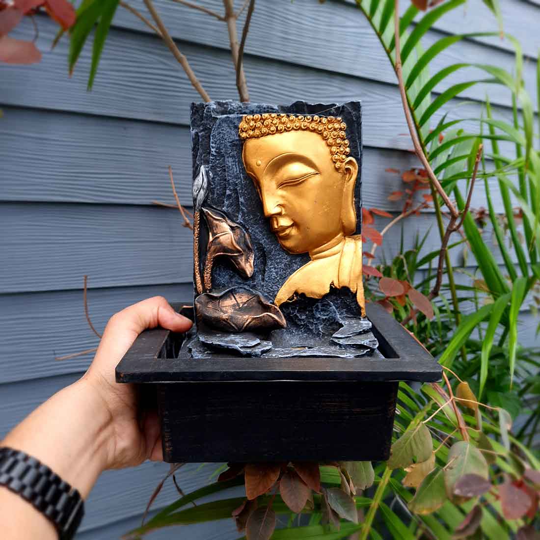 Buddha Water Fountain - Decorative Showpiece for Table & Office Decor - 10 Inch - ApkaMart