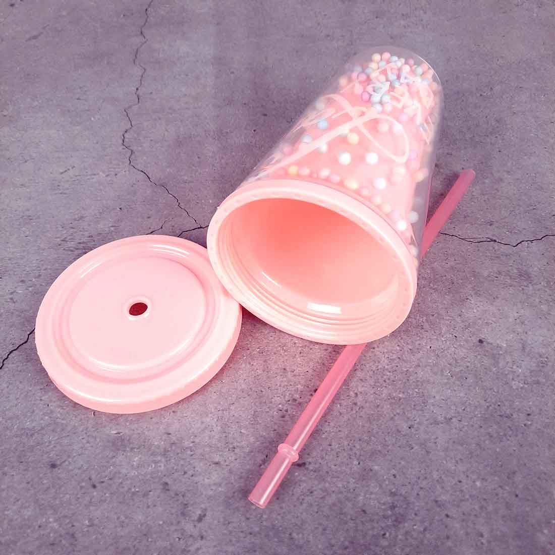 Sipper Bottle with Straw and Lid - For Girls, Kids and Boys - 7 inch - ApkaMart