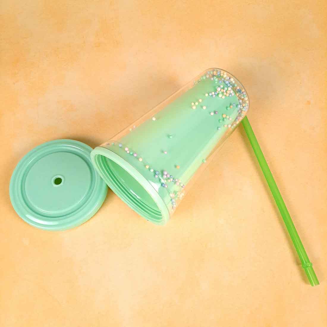 Glass Sipper/Tumbler With Straw and Lid - 6 Inch - ApkaMart