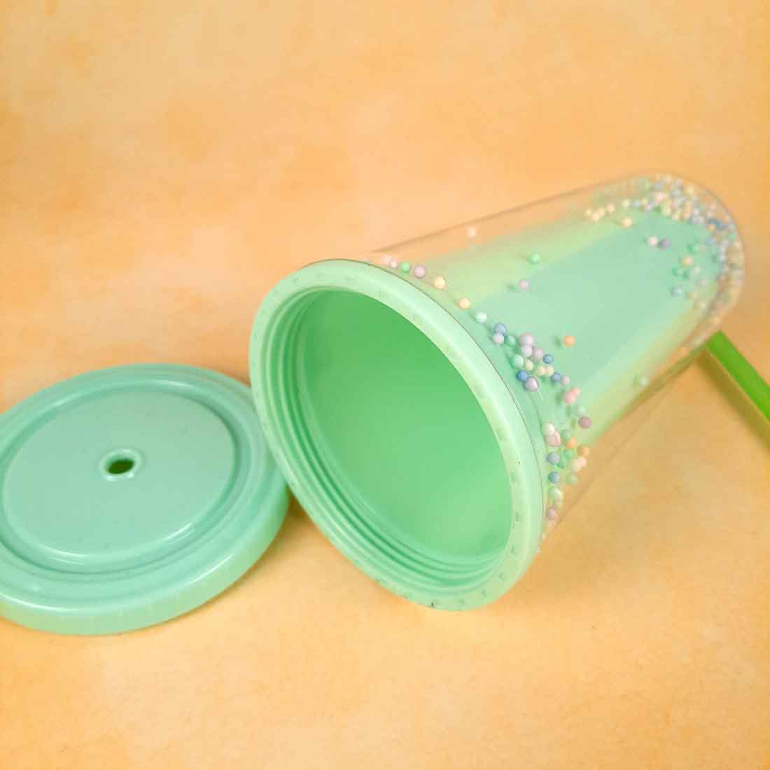Glass Sipper/Tumbler With Straw and Lid - 6 Inch - ApkaMart