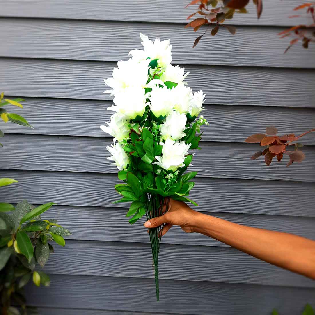 Artificial Flowers Bunch- Apkamart #color_White