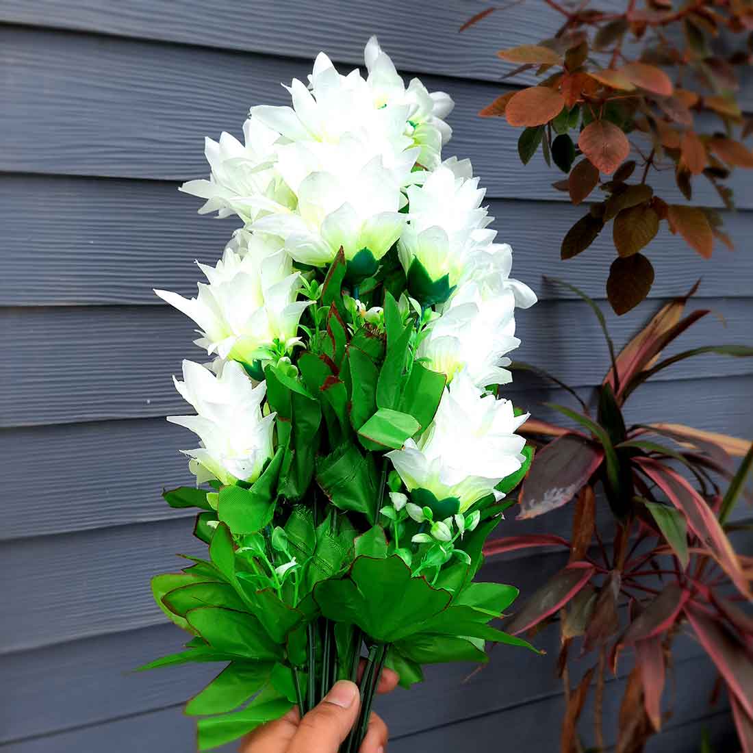 Artificial Flowers Bunch- Apkamart #color_White